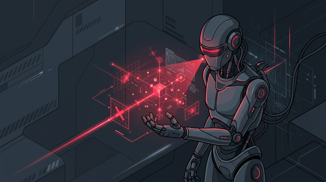 Editorial illustration: Gemini Robotics ER 2 shifts robots from executors to self-monitoring agents
