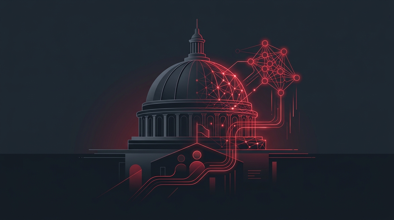 Editorial illustration: OpenAI opens models to governments under the banner of democratic oversight
