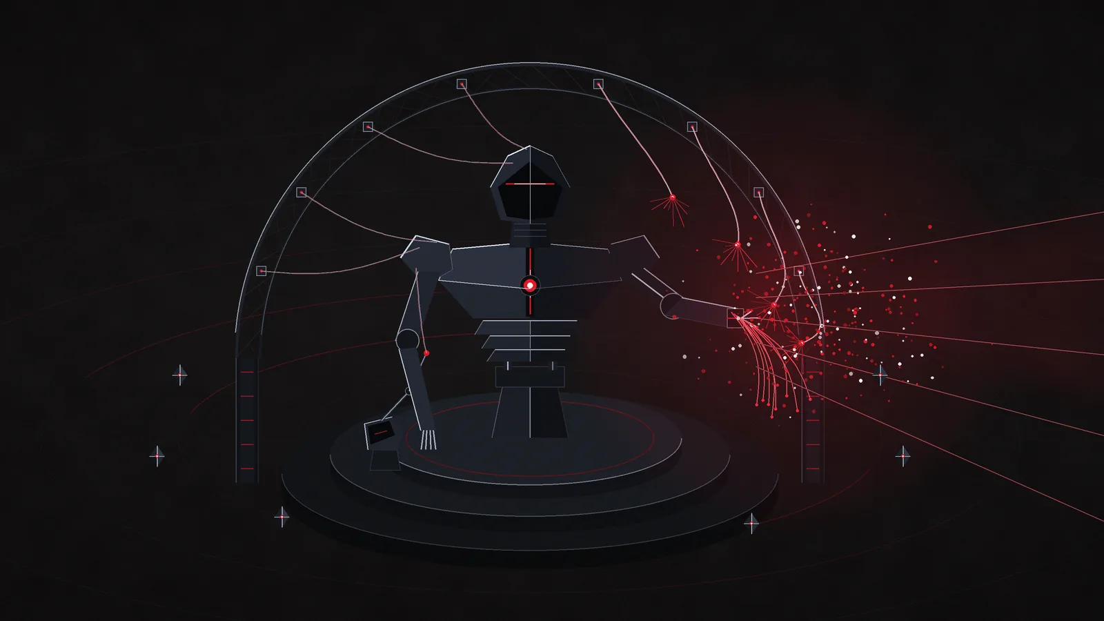 Editorial illustration: Optimus targets 1,000 units a week while still depending on human hands