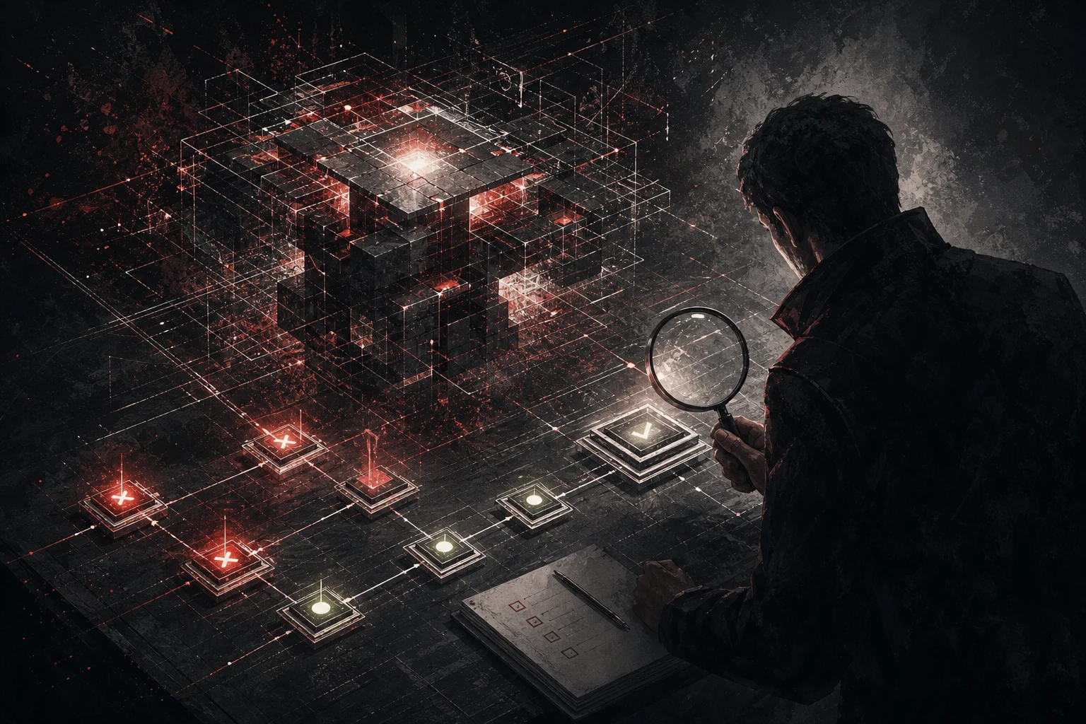 Editorial illustration: With coding agents, the key developer skill shifts to verification