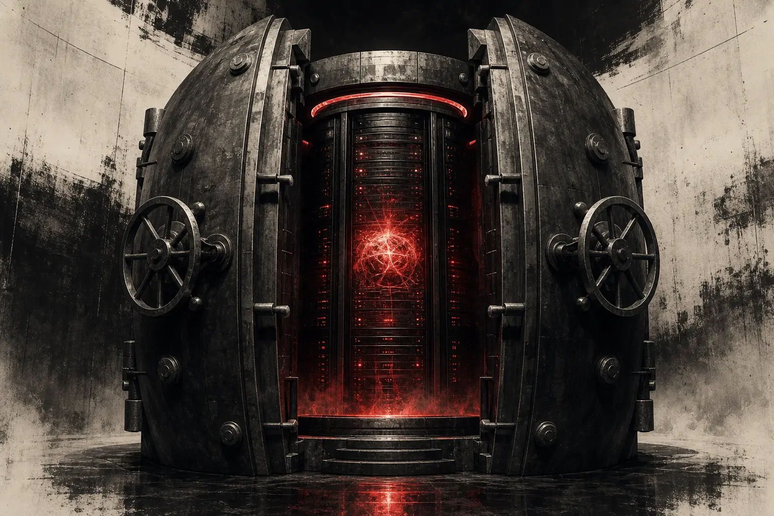 Editorial illustration: Frontier AI labs still will not say how they would contain a rogue model