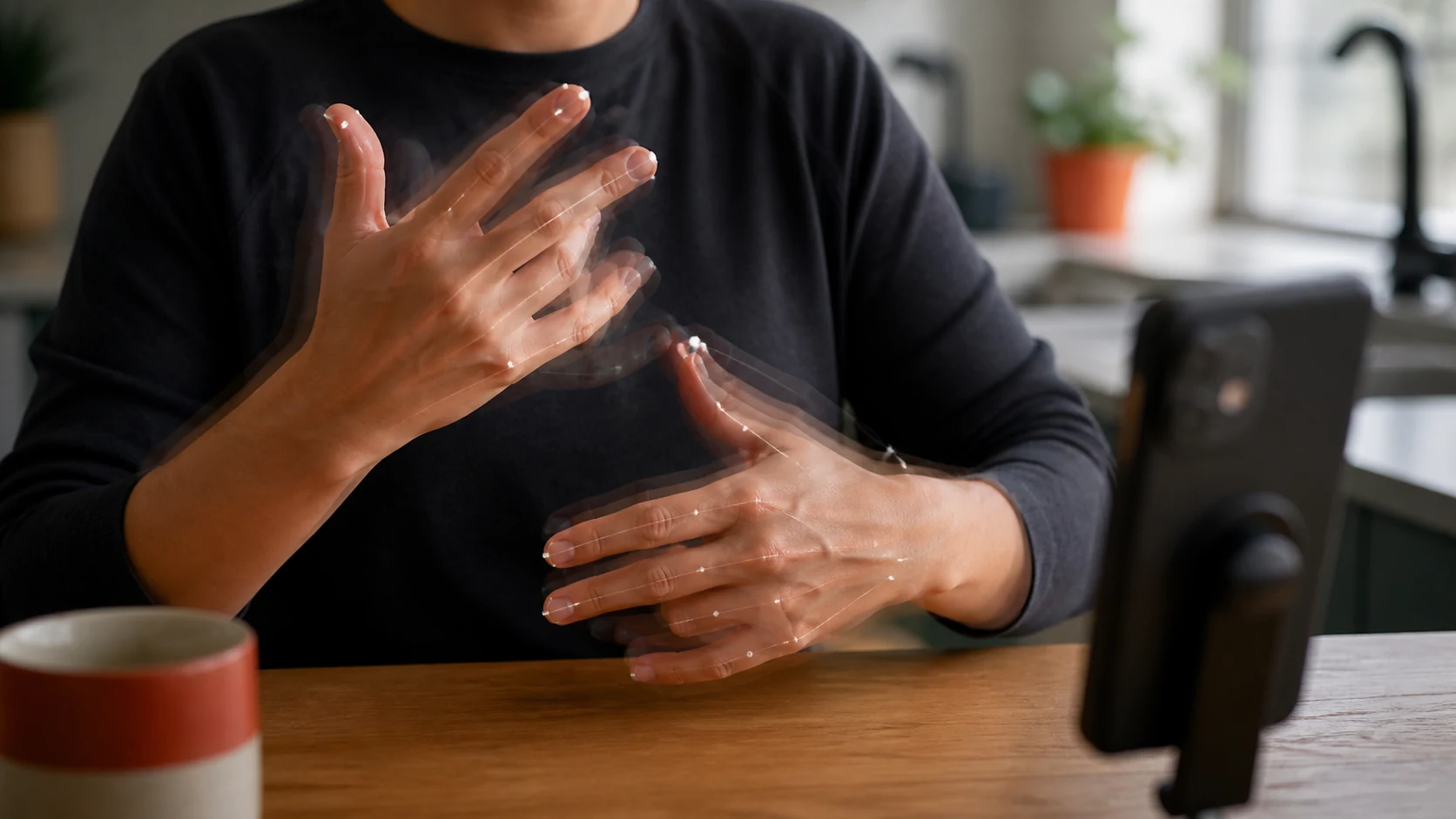 Editorial illustration: Google releases SL2T: Sign language translation stops waiting for the cloud